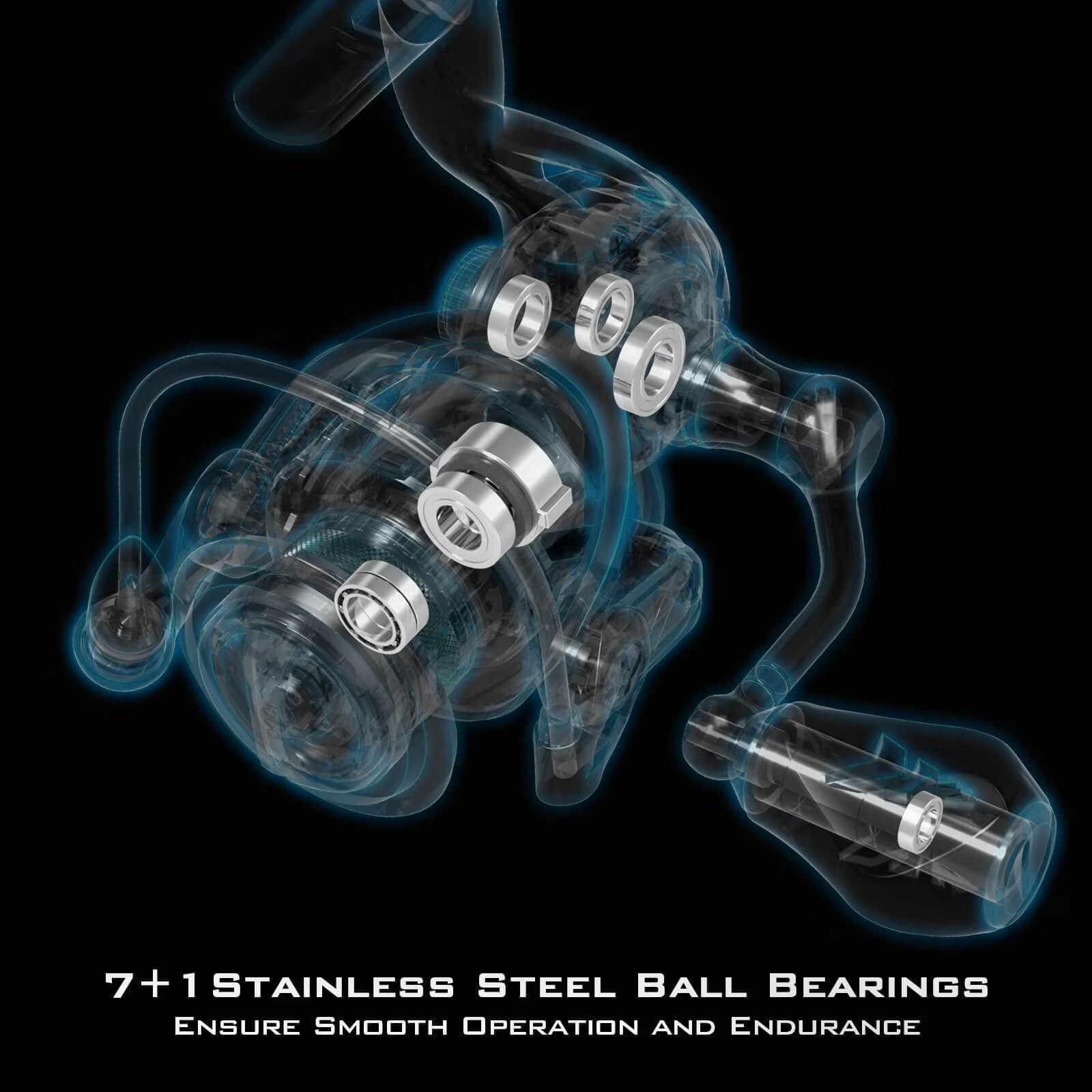 Zephyr Spinning Reel Graphite Frame 5.2:1 Gear Ratio 7+1 Ball Bearings Fresh and Saltwater-Black 2000