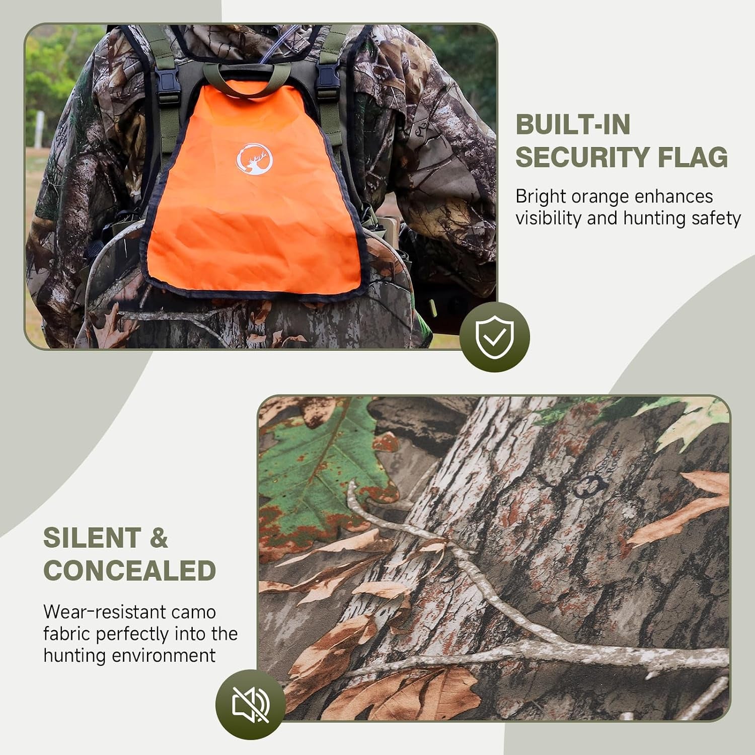 Turkey Vest with Seat, Lightweight Camo Turkey Hunting Vest with Game Pouch for Men Women, Turkey Hunting Gear Accessories(3L Water Bladder Compatible)