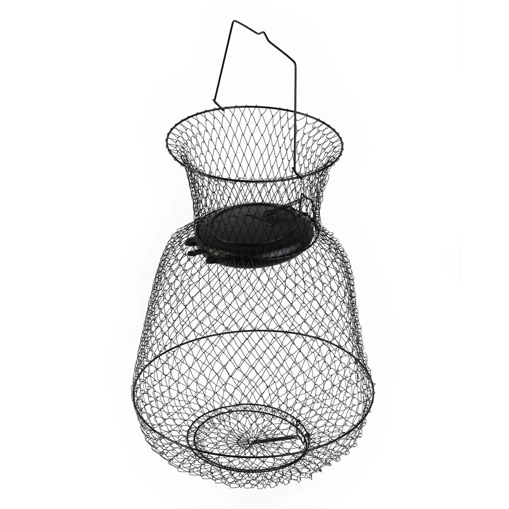 15 in X 21 in Collapsible Floating Wire Fishing Basket with Trap Doors and Handle