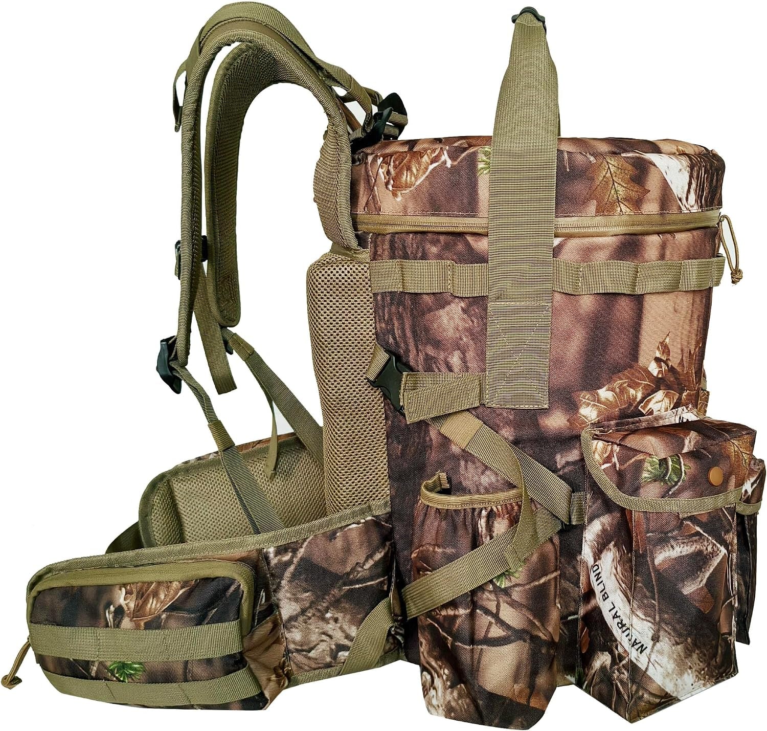 Insulated Bucket Backpack with 360° Swivel Lid – Camo Cooler Backpack with 5-Gallon Bucket for Hunting, Fishing, Camping, Outdoor Sports – Woodland Camo