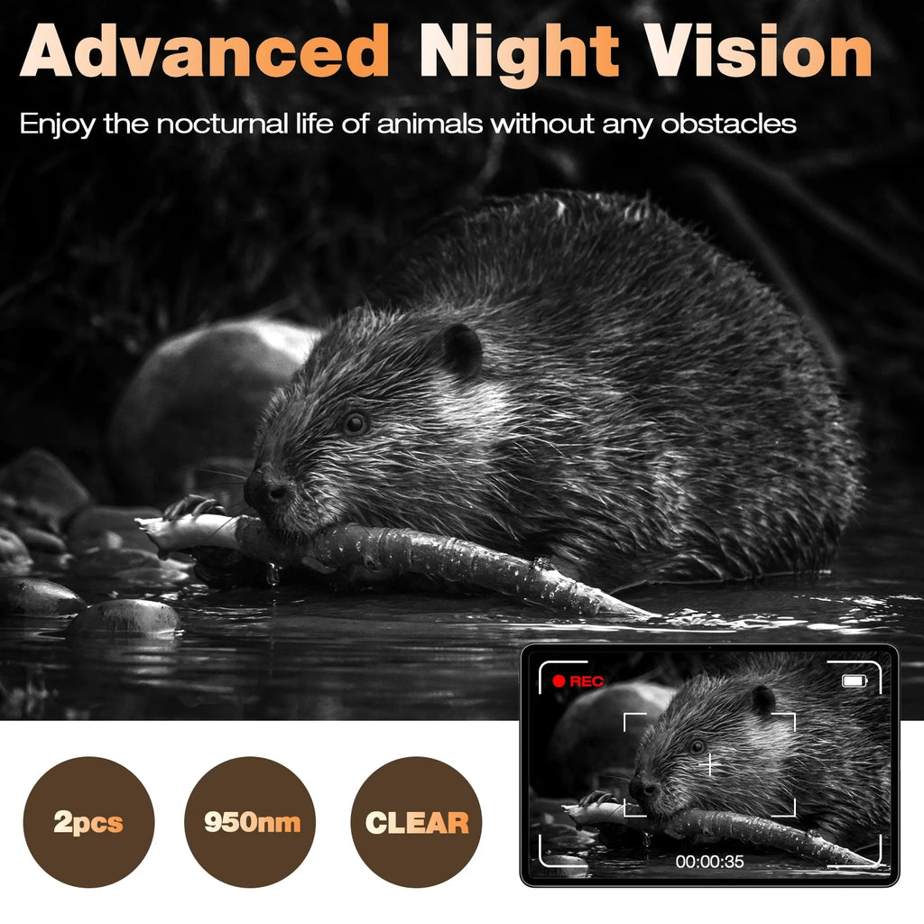 Trail Camera 48MP 4K HD Deer Game Camera Infrared Night Vision Waterproof Motion Activated Wildlife Scouting Hunting Trail Cam with 120°Wide Angle Lens 2.0" LCD Screen