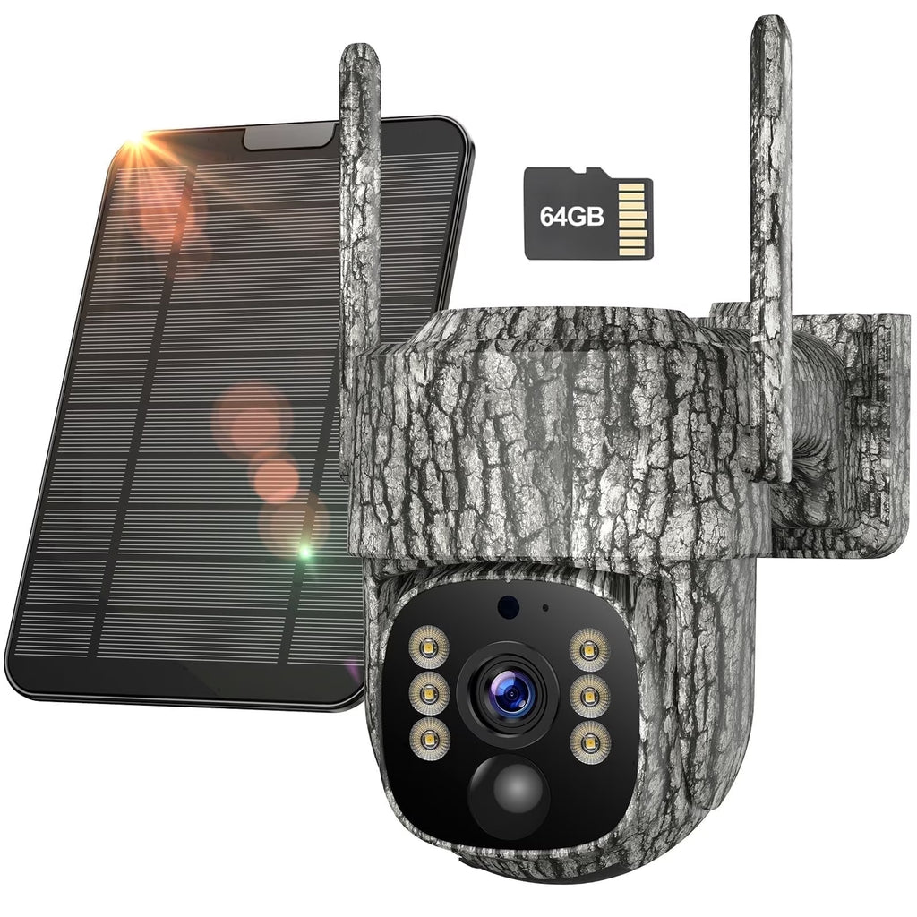 4G LTE Solar Trail Camera Cellular Live Feed 2.5K 360° View Game Camera Auto Tracking No Wifi Needed for Hunting&Outdoor Security