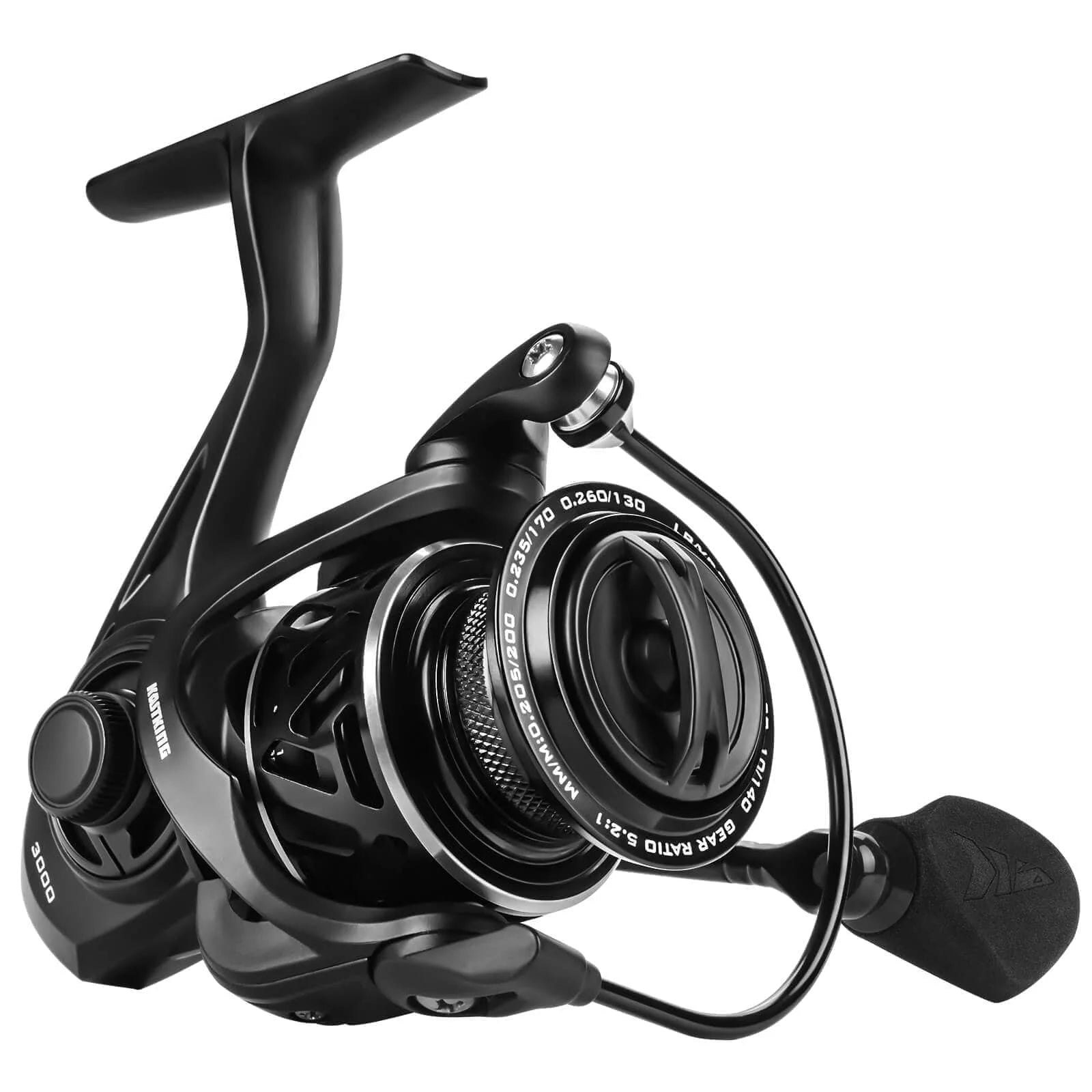 Zephyr Spinning Reel Graphite Frame 5.2:1 Gear Ratio 7+1 Ball Bearings Fresh and Saltwater-Black 2000