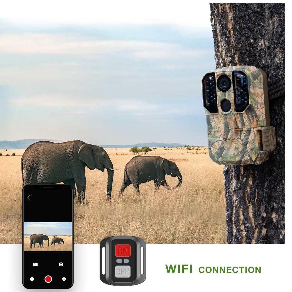 Wifi Trail Camera 24MP 1296P Bluetooth Game Camera with Night Vision Waterproof IP66 Motion Activated