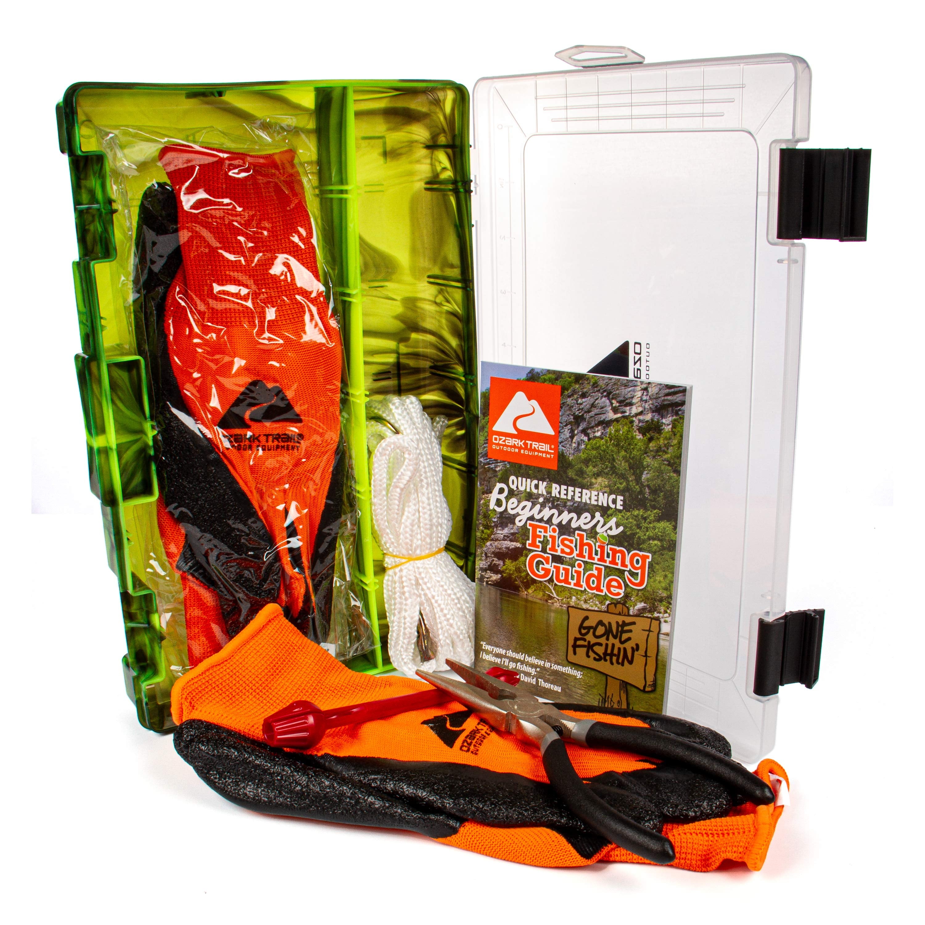 Fishing Accessory Kit with Pliers, Gloves, Stringer & Utility Tray
