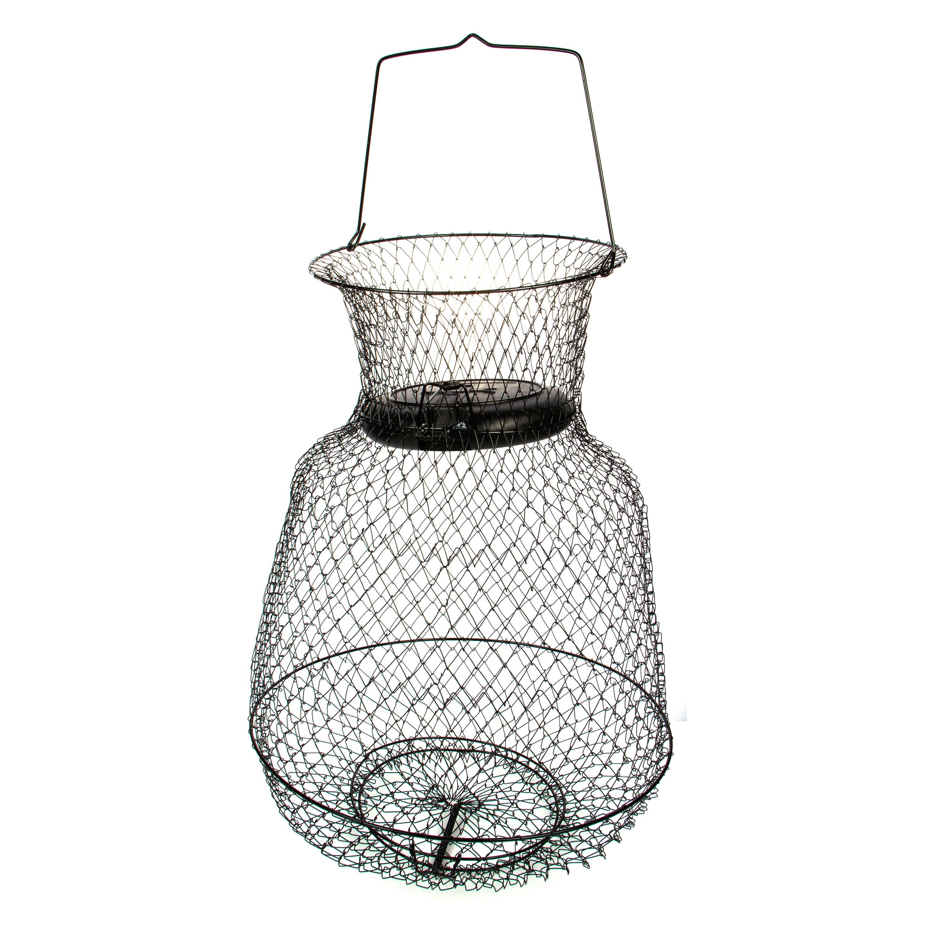 15 in X 21 in Collapsible Floating Wire Fishing Basket with Trap Doors and Handle