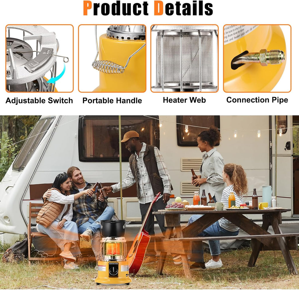 2 in 1 Propane Heater & Stove, 13000 BTU Portable Propane Heater with Handle, Outdoor Heater Gas Stove for Patio, Camping, Tent, Ice Fishing, Garage
