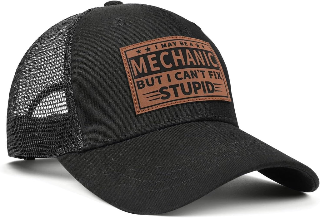 Funny Hats for Mechanics - Mechanic Gifts for Men - Mesh-Back Trucker Hat Brithday for Men