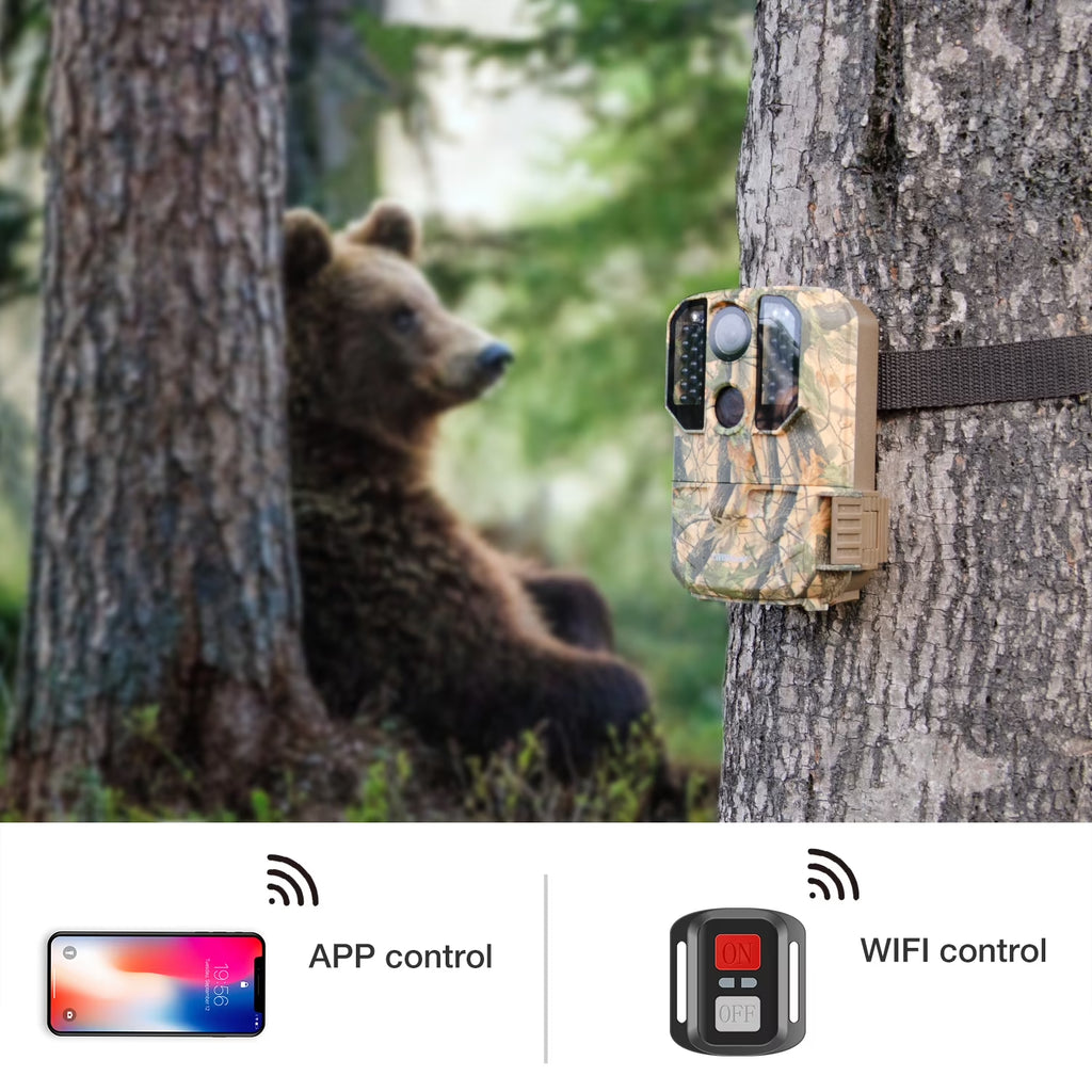 Wifi Trail Camera 24MP 1296P Bluetooth Game Camera with Night Vision Waterproof IP66 Motion Activated