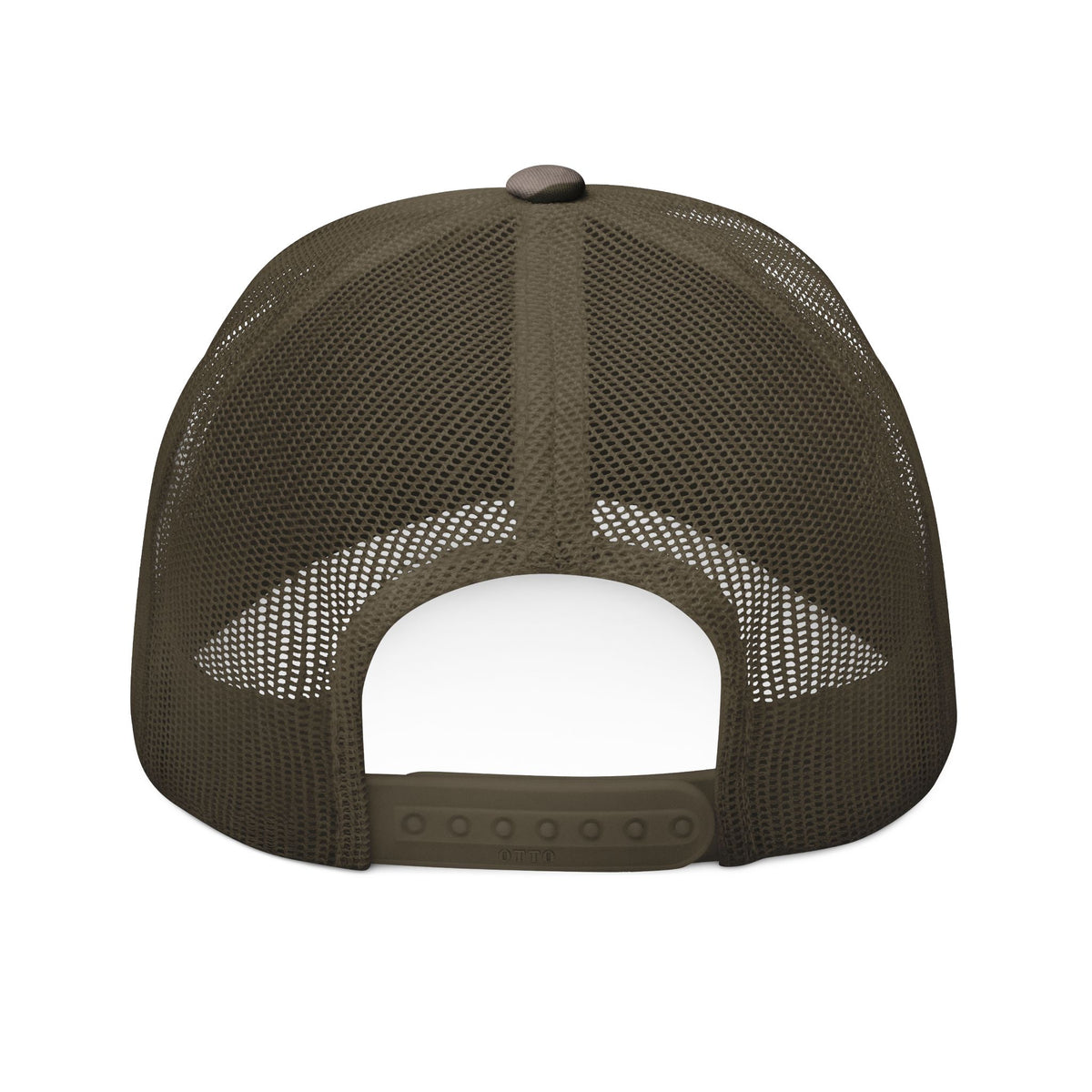 Camo Trucker Hat — Embroidered Deer & Fish BBQ Patch