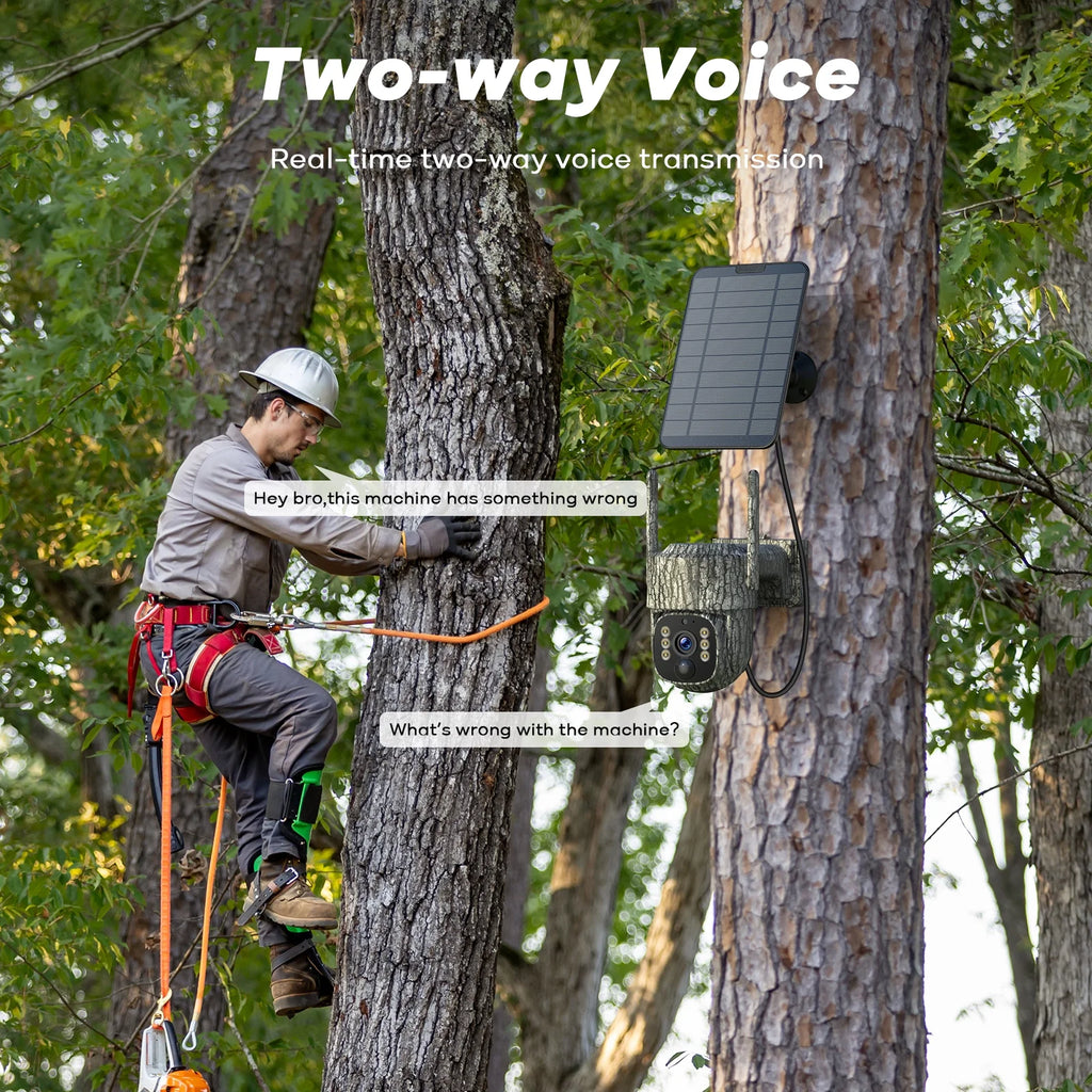 4G LTE Solar Trail Camera Cellular Live Feed 2.5K 360° View Game Camera Auto Tracking No Wifi Needed for Hunting&Outdoor Security