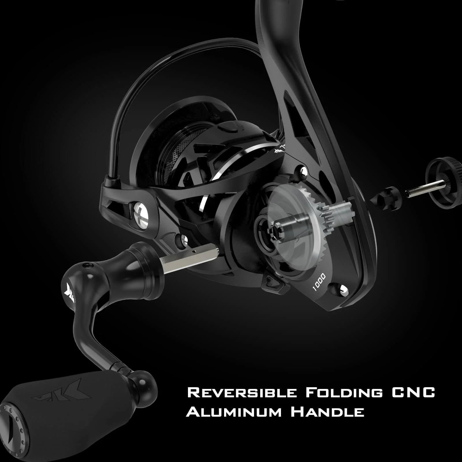 Zephyr Spinning Reel Graphite Frame 5.2:1 Gear Ratio 7+1 Ball Bearings Fresh and Saltwater-Black 2000