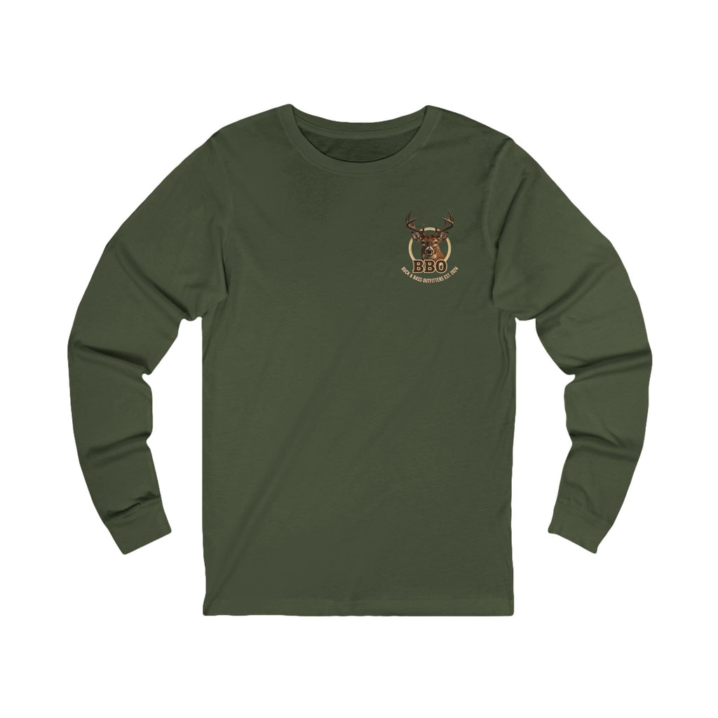 BBQ Buck Long Sleeve Tee — Deer Hunter BBQ Graphic Shirt
