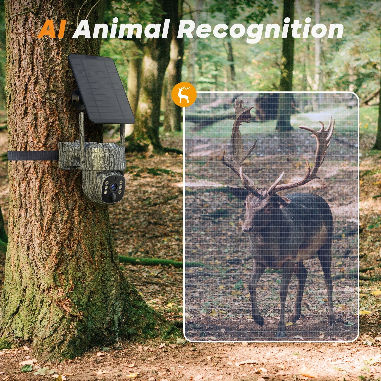 4G LTE Solar Trail Camera Cellular Live Feed 2.5K 360° View Game Camera Auto Tracking No Wifi Needed for Hunting&Outdoor Security