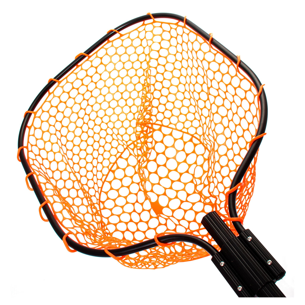Telescoping Rubber Landing Net with Aluminum Handle, Orange Mesh