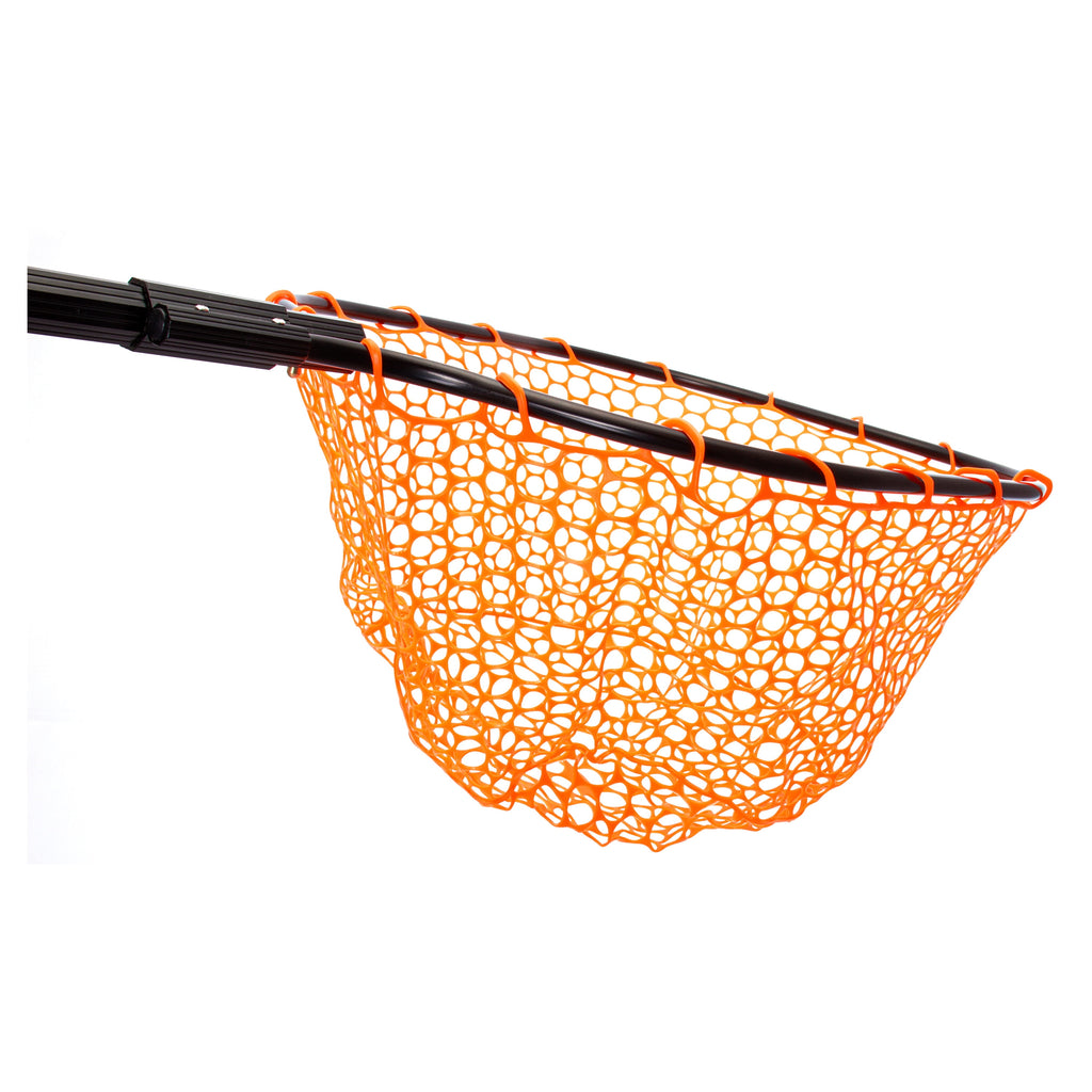 Telescoping Rubber Landing Net with Aluminum Handle, Orange Mesh