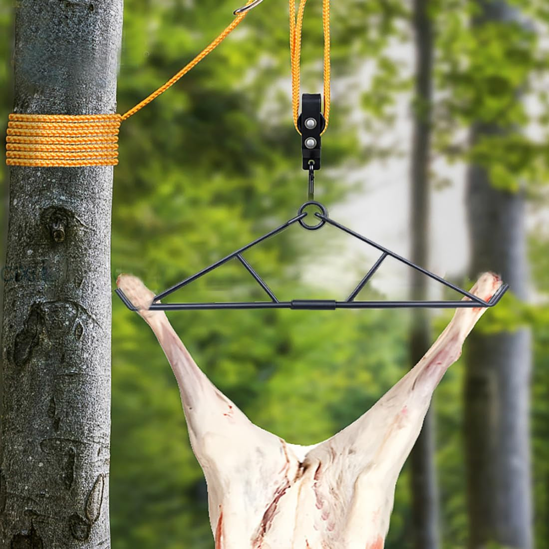 Deer Hanger for Skinning, Deer Hunting Game Hoist Pulley Lift System with Gambrel, Max to 700LB for Hanging and Processing Deer Hog Goat