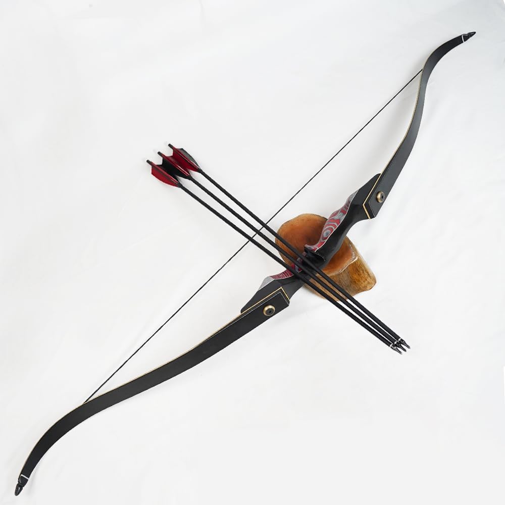60'' Recurve Bow and Arrow Set Archery Hunting Bows Wooden 20-60Lbs