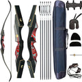 60'' Recurve Bow and Arrow Set Archery Hunting Bows Wooden 20-60Lbs