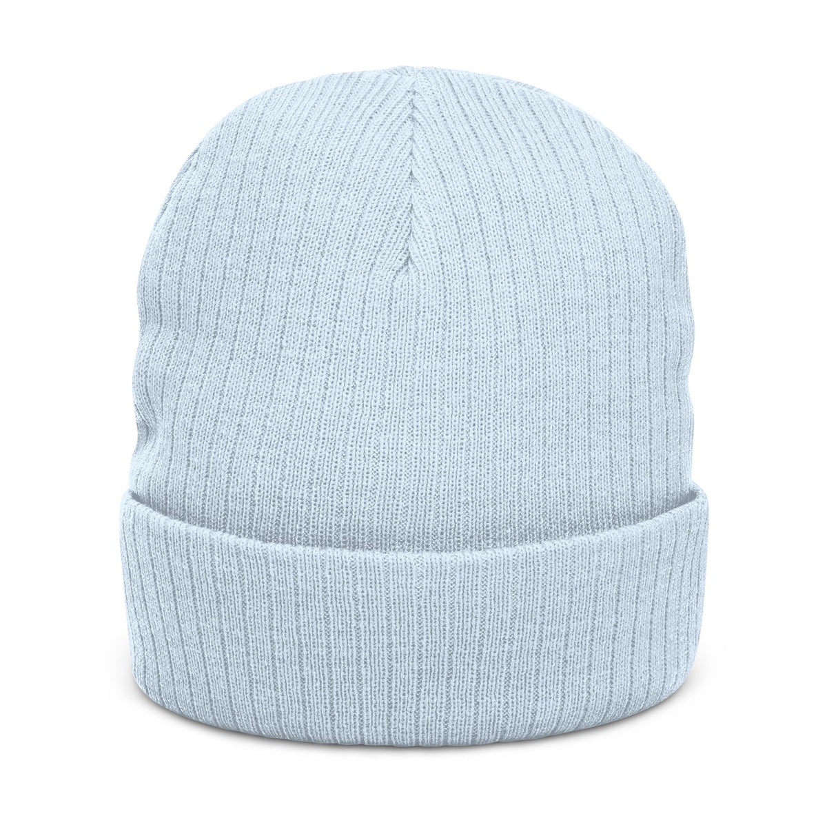 Ribbed Knit Beanie — Embroidered Patch Winter Hat