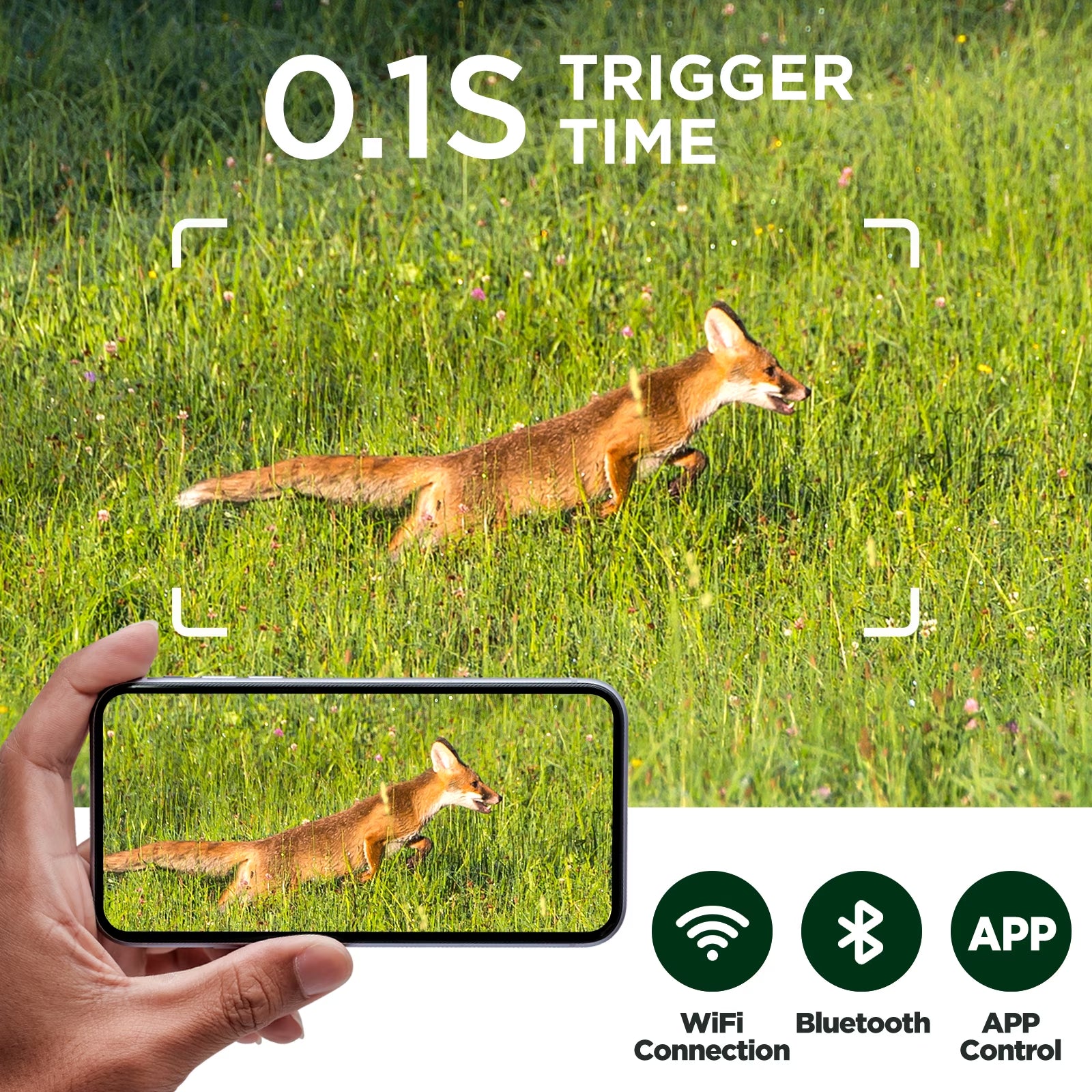 Solar Trail Camera 4K 60MP Dual Lens Wifi 5200Mah Battery Game Camera Starlight Night Vision for Wildlife Hunting Monitoring