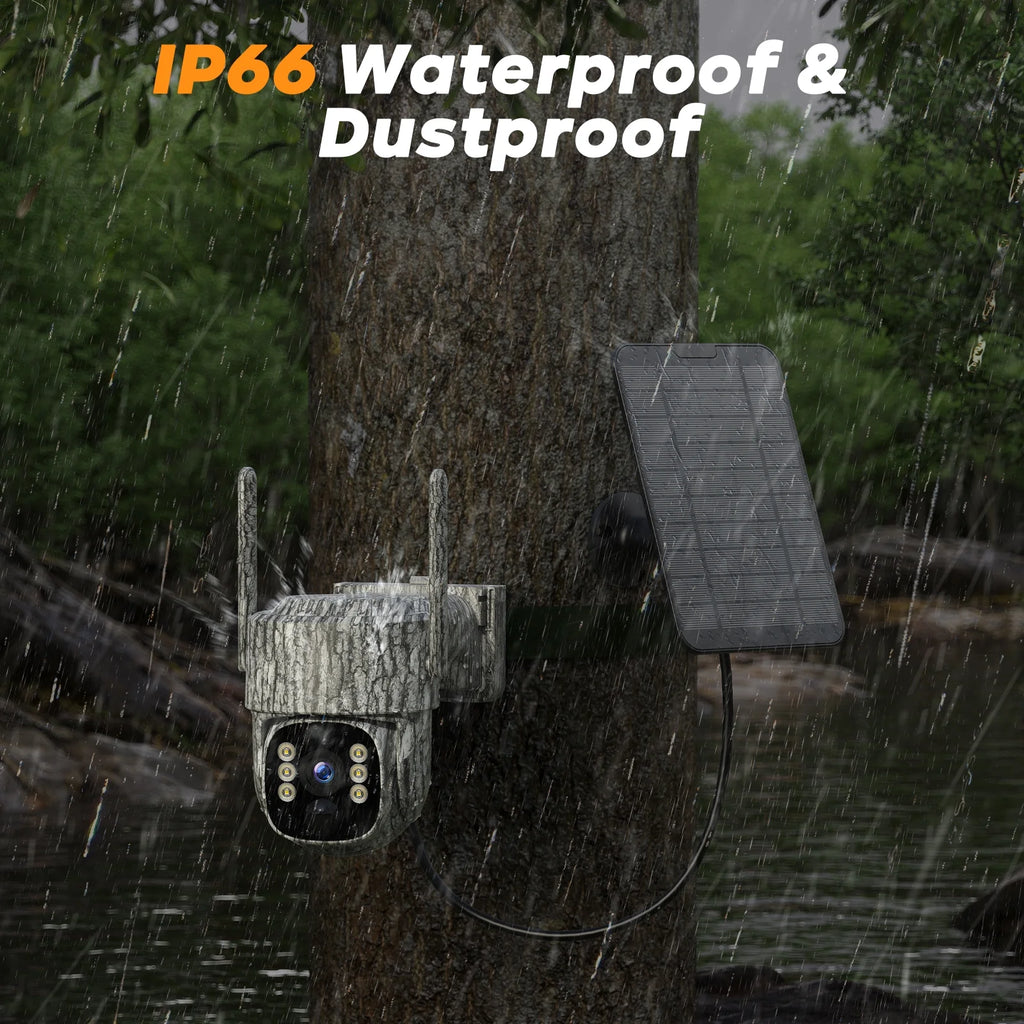 4G LTE Solar Trail Camera Cellular Live Feed 2.5K 360° View Game Camera Auto Tracking No Wifi Needed for Hunting&Outdoor Security