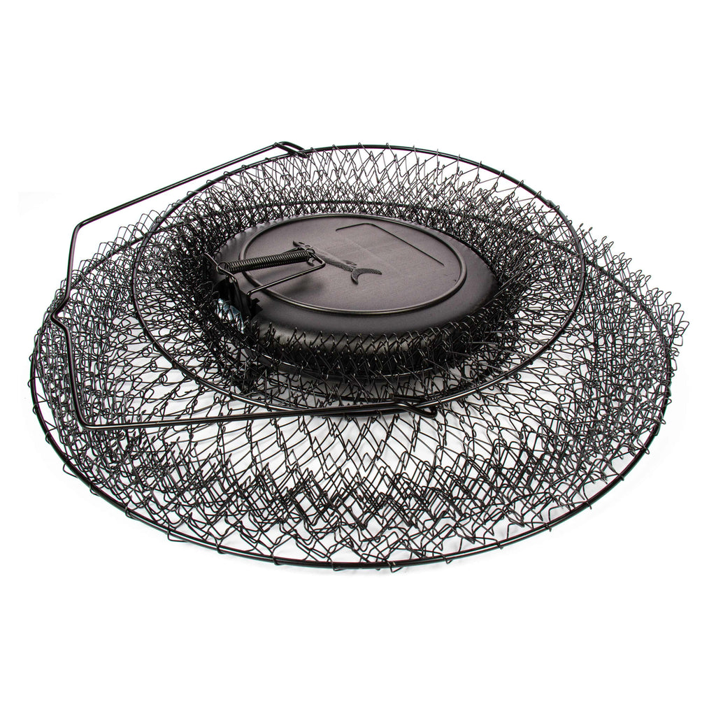 15 in X 21 in Collapsible Floating Wire Fishing Basket with Trap Doors and Handle
