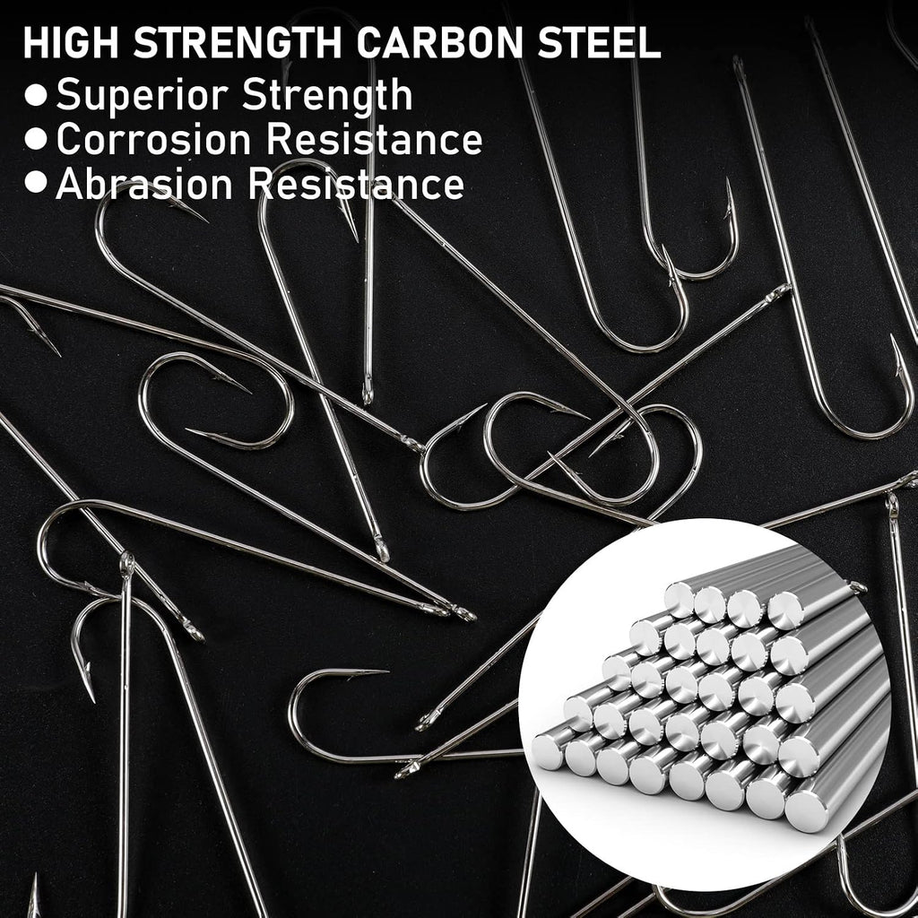 100 Pack Extra Long Shank Aberdeen Fishing Hooks - Perfect for Crappie, Bass, Bream, Bluegill & Panfish!
