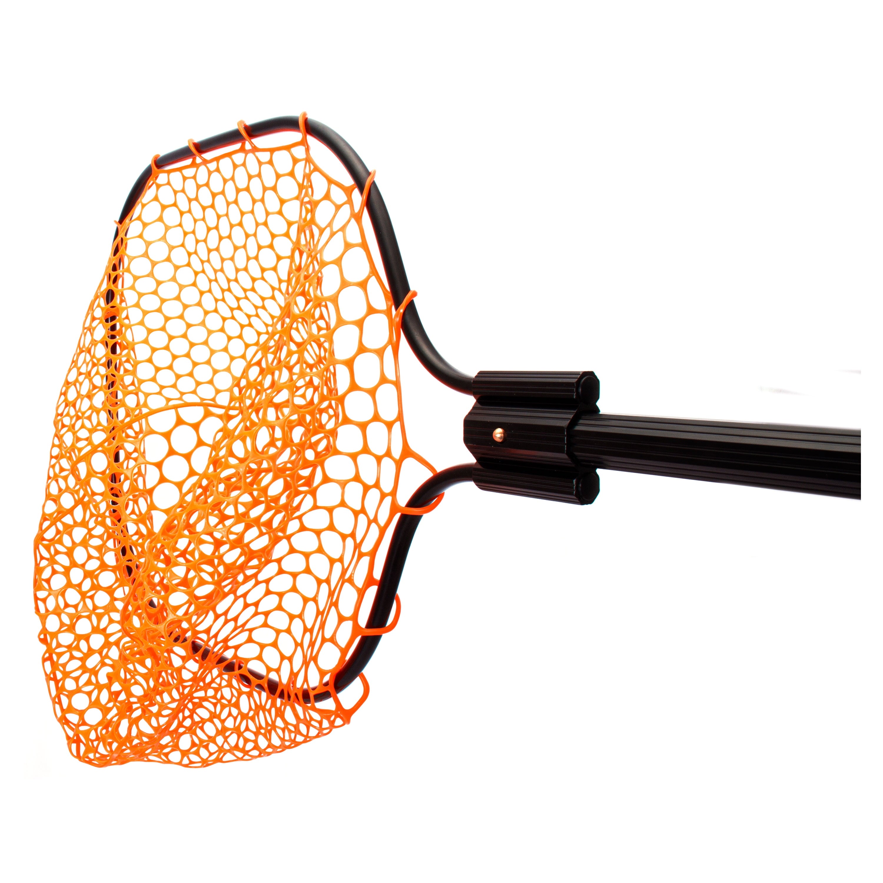 Telescoping Rubber Landing Net with Aluminum Handle, Orange Mesh