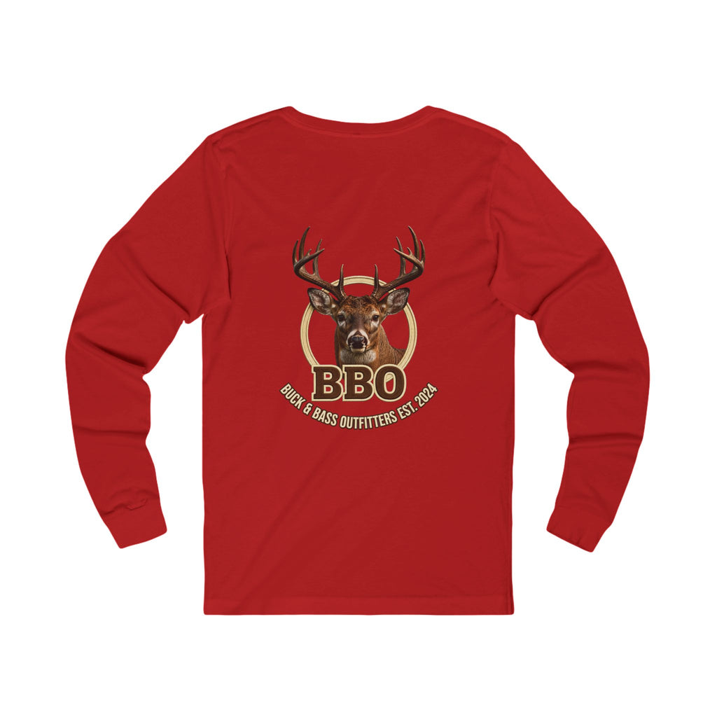 BBQ Buck Long Sleeve Tee — Deer Hunter BBQ Graphic Shirt