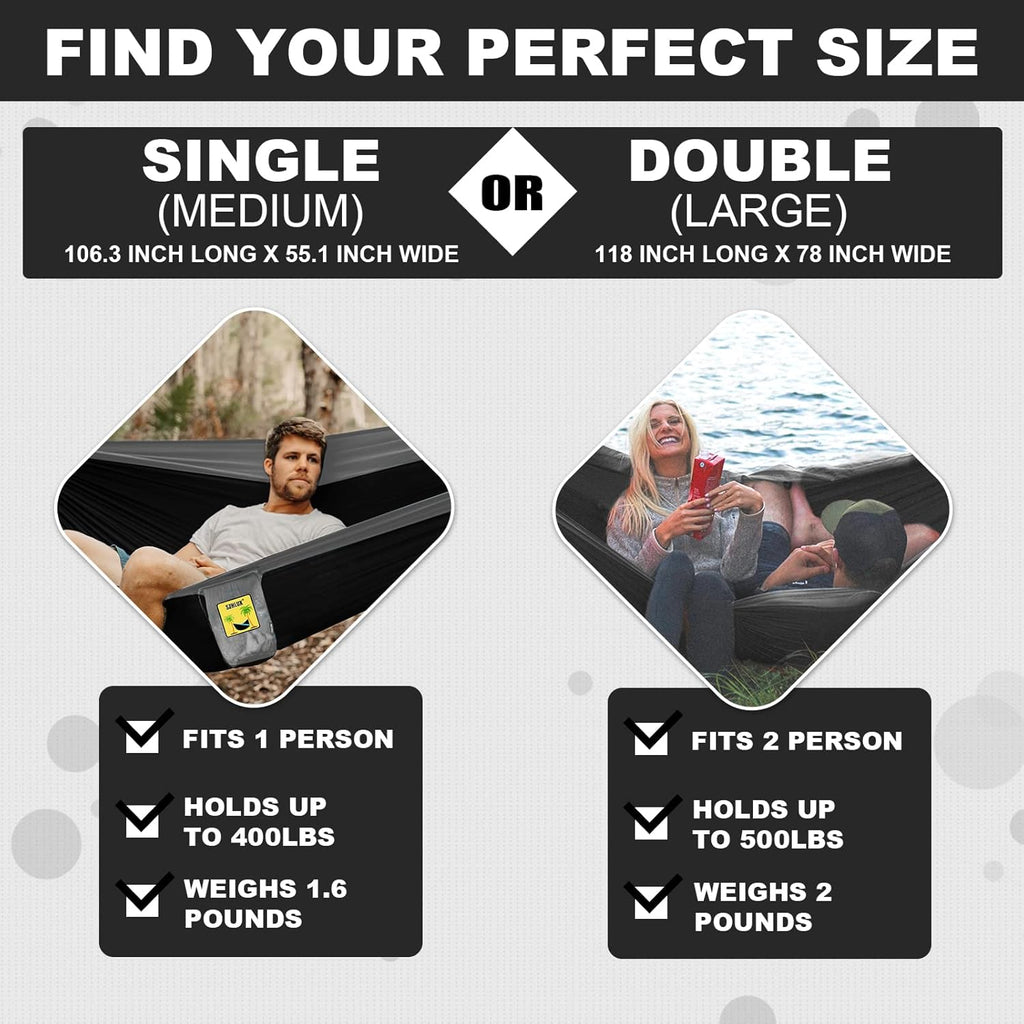 Camping Hammock Double Portable Hammocks Camping Accessories and Camping Gear,Great for Hiking,Outdoor,Beach,Camping