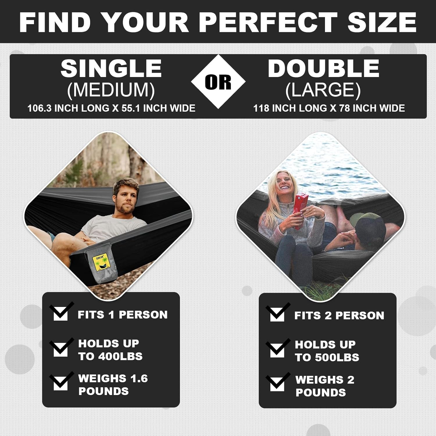 Camping Hammock Double Portable Hammocks Camping Accessories and Camping Gear,Great for Hiking,Outdoor,Beach,Camping