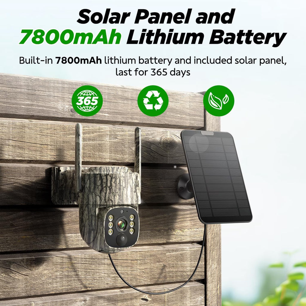 4G LTE Cellular Trail Camera 2 Pack, Built-In SIM Card Hunting Game Cameras 7800Mah Solar Battery 360° View Auto Tracking Motion Activated