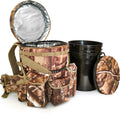 Insulated Bucket Backpack with 360° Swivel Lid – Camo Cooler Backpack with 5-Gallon Bucket for Hunting, Fishing, Camping, Outdoor Sports – Woodland Camo