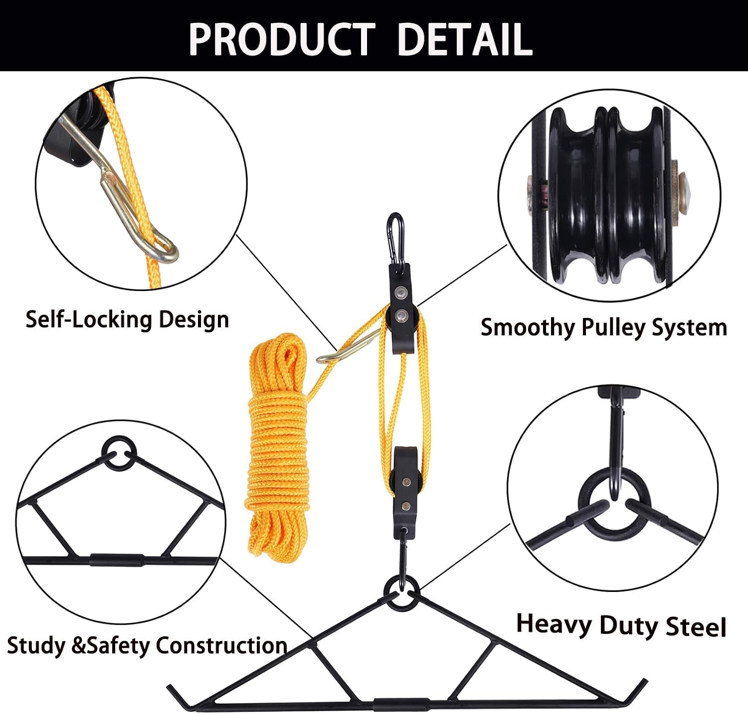 Deer Hanger for Skinning, Deer Hunting Game Hoist Pulley Lift System with Gambrel, Max to 700LB for Hanging and Processing Deer Hog Goat
