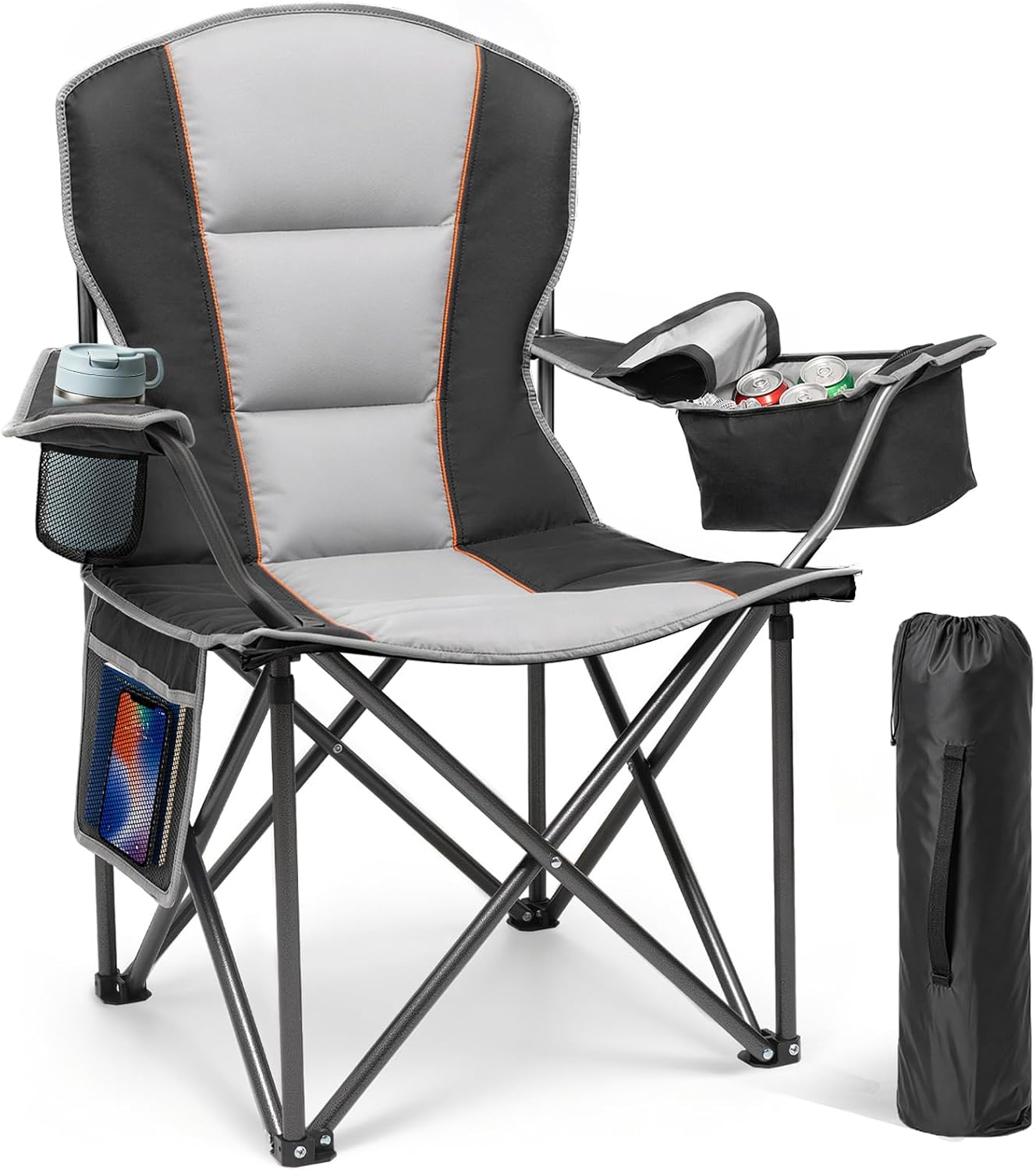 Folding Camping Chair, Oversized Heavy Duty Chairs, Black
