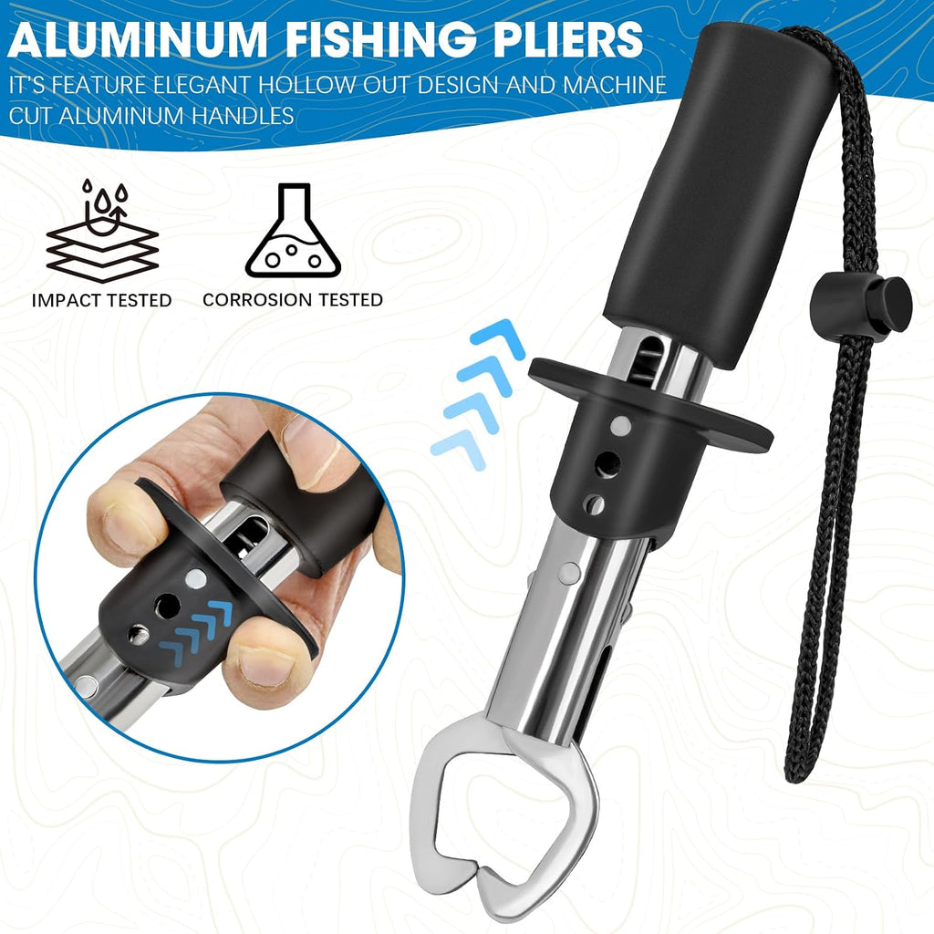 79 Pcs Fishing Tool Kit, Fishing Backpack with Tackle Boxes Fishing Pliers Kit Fishing Bait Lure Gear Kit Include Fish Hook Remover, Fishing Lures, Lip Gripper