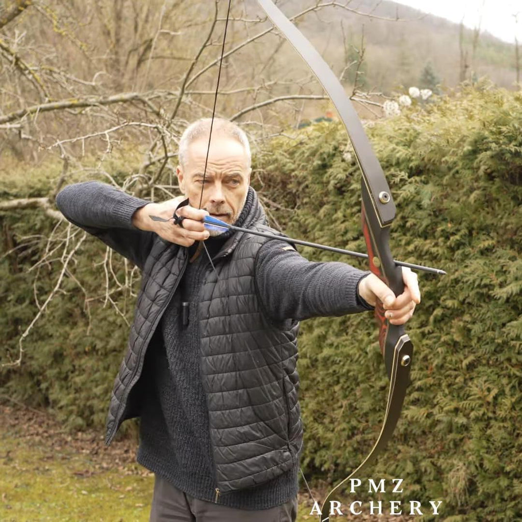 60'' Recurve Bow and Arrow Set Archery Hunting Bows Wooden 20-60Lbs