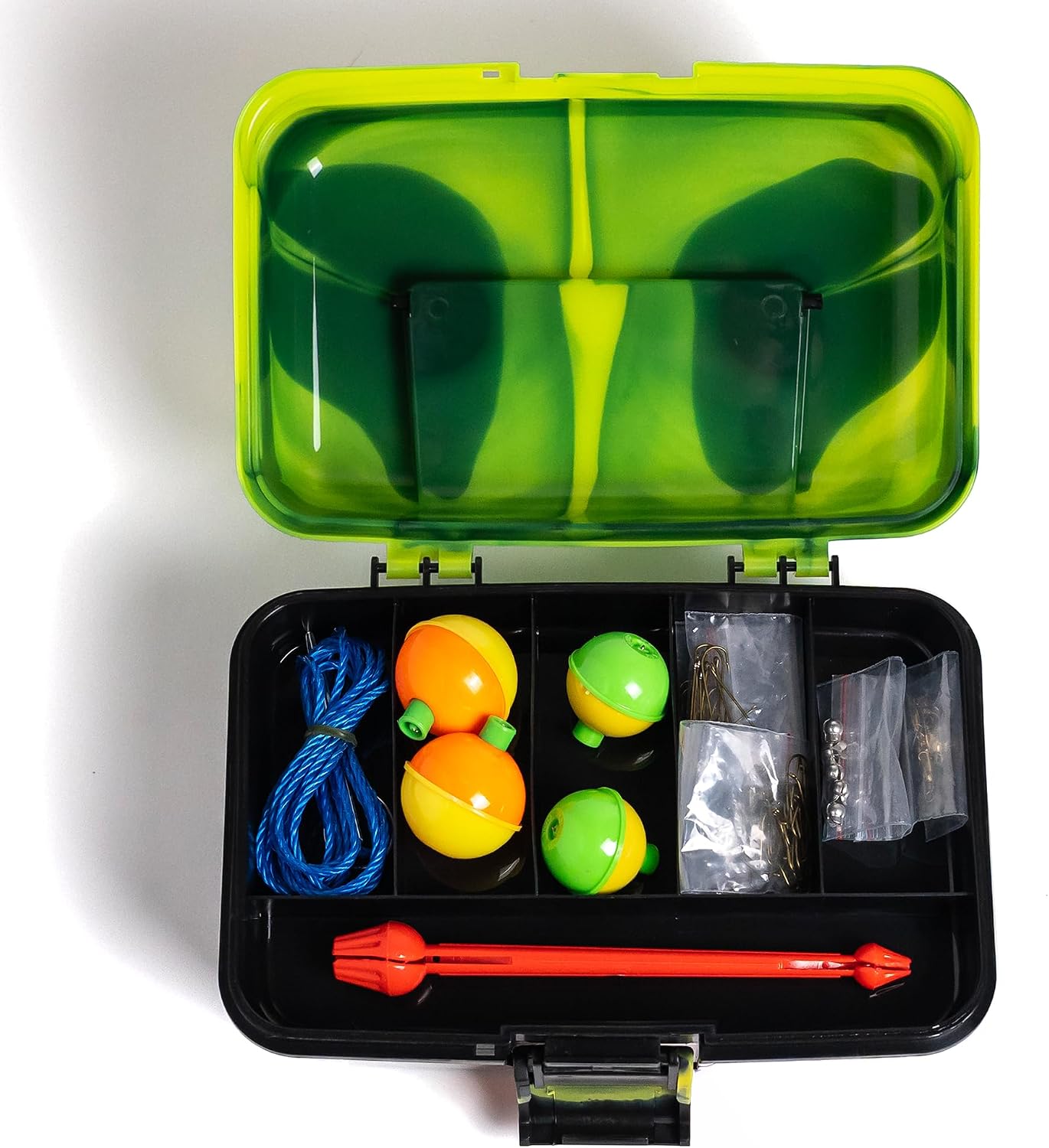  Catch Co Mystery Tackle Box Bank Fishing Essentials 88 piece kit -GREEN
