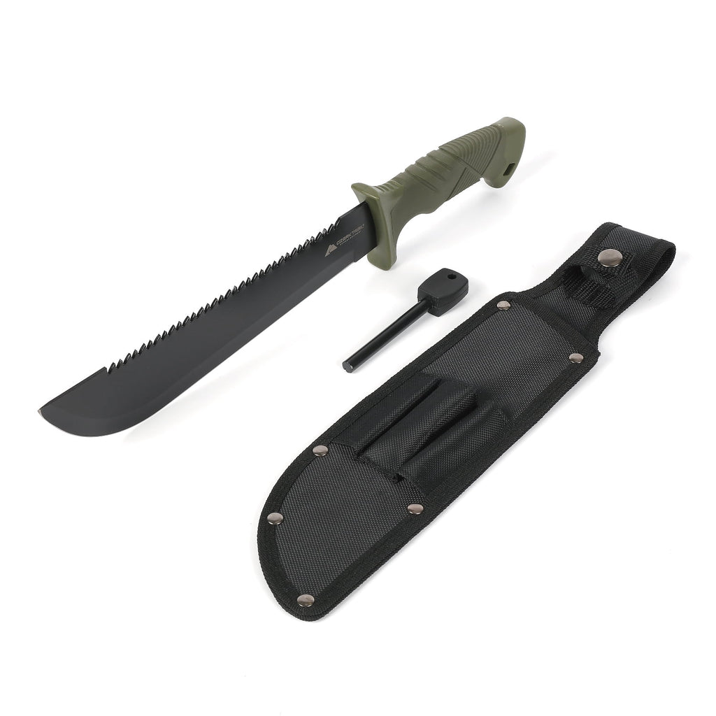 10" Sawtooth Machete with Sheath and Fire Starter
