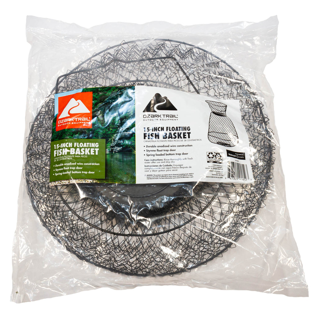 15 in X 21 in Collapsible Floating Wire Fishing Basket with Trap Doors and Handle