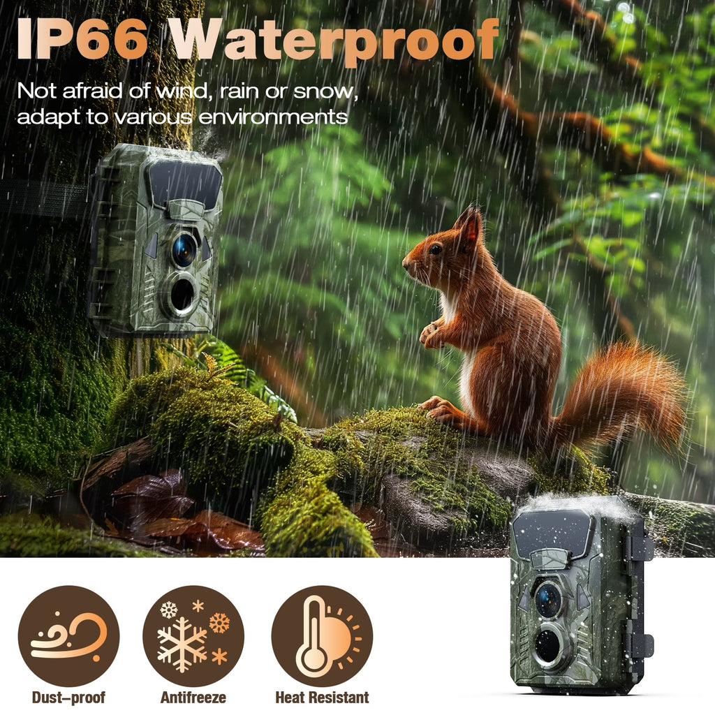 Trail Camera 48MP 4K HD Deer Game Camera Infrared Night Vision Waterproof Motion Activated Wildlife Scouting Hunting Trail Cam with 120°Wide Angle Lens 2.0" LCD Screen