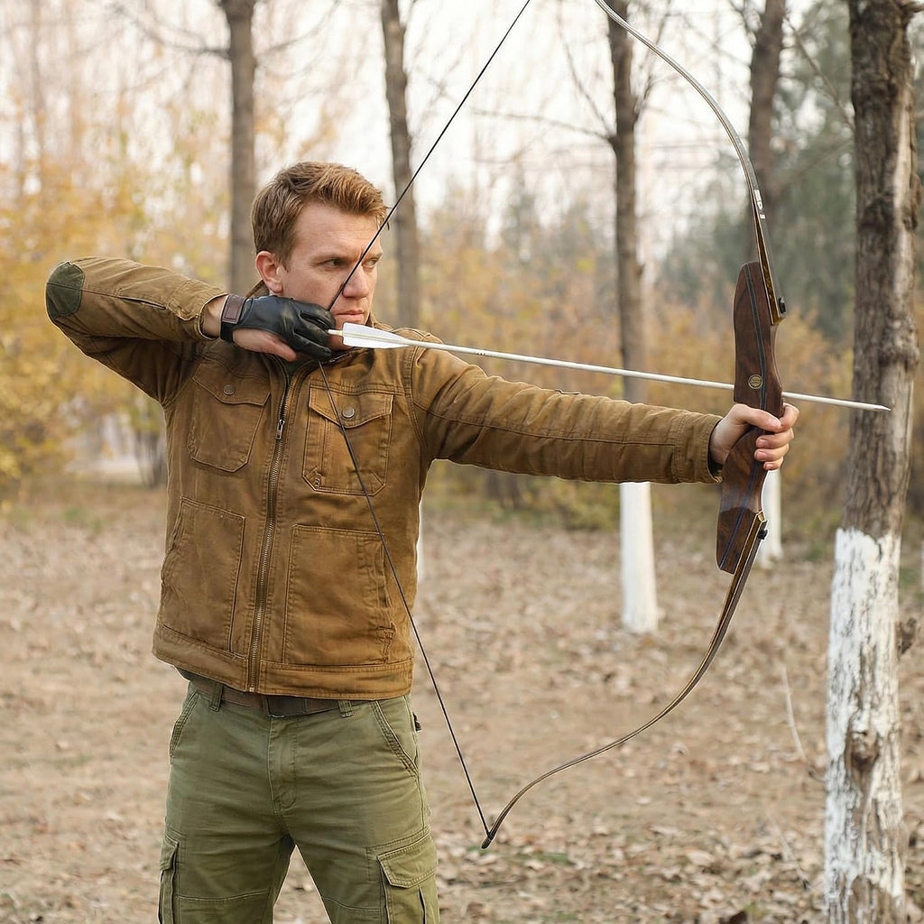 Archery Recurve Bow Takedown Traditional Hunting Bow 30-60Lb with Bamboo Core Limbs and Wooden Riser for Adults Beginner Target Practice 60 Inches