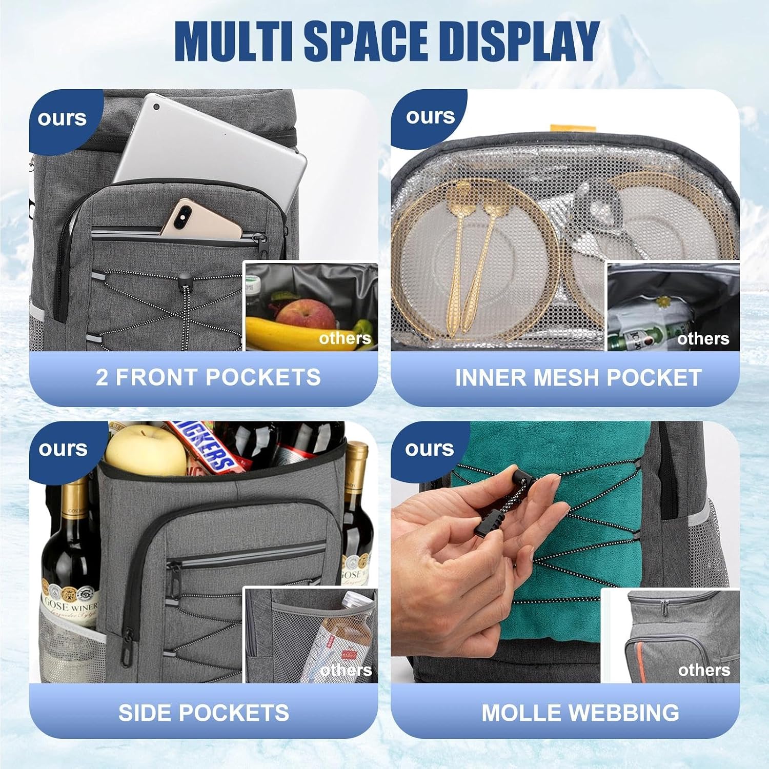 Backpack Cooler Insulated Leakproof, Soft Cooler for Outdoor Camping Hiking