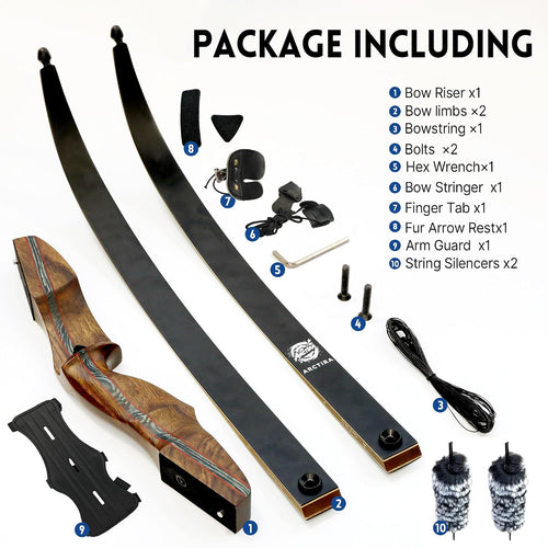 Archery Recurve Bow Takedown Traditional Hunting Bow 30-60Lb with Bamboo Core Limbs and Wooden Riser for Adults Beginner Target Practice 60 Inches