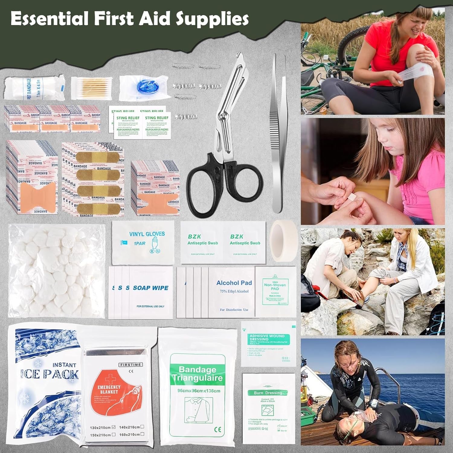 320 PCS Survival Kit First Aid Kit Emergency Gear Camping Outdoor 80 Character