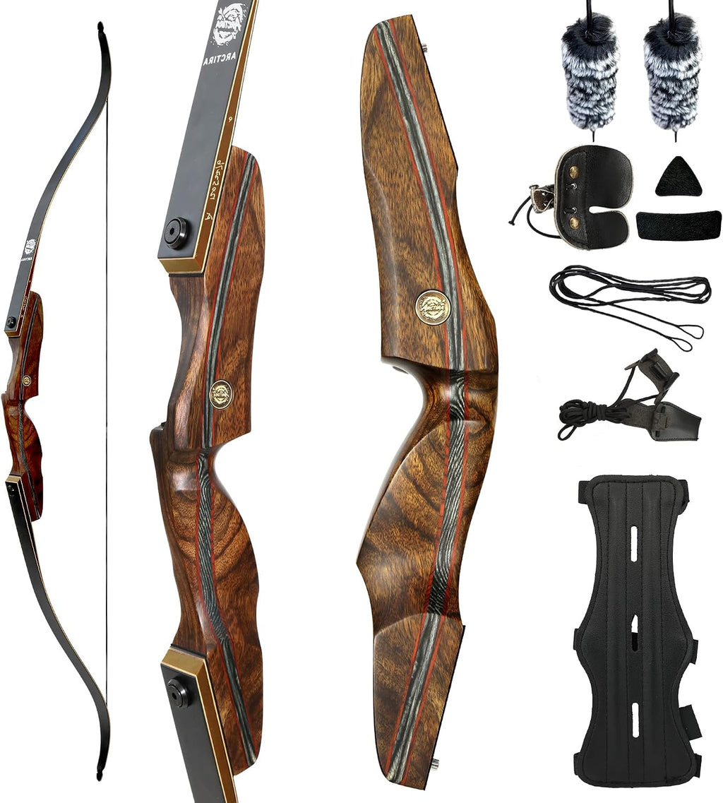 Archery Recurve Bow Takedown Traditional Hunting Bow 30-60Lb with Bamboo Core Limbs and Wooden Riser for Adults Beginner Target Practice 60 Inches