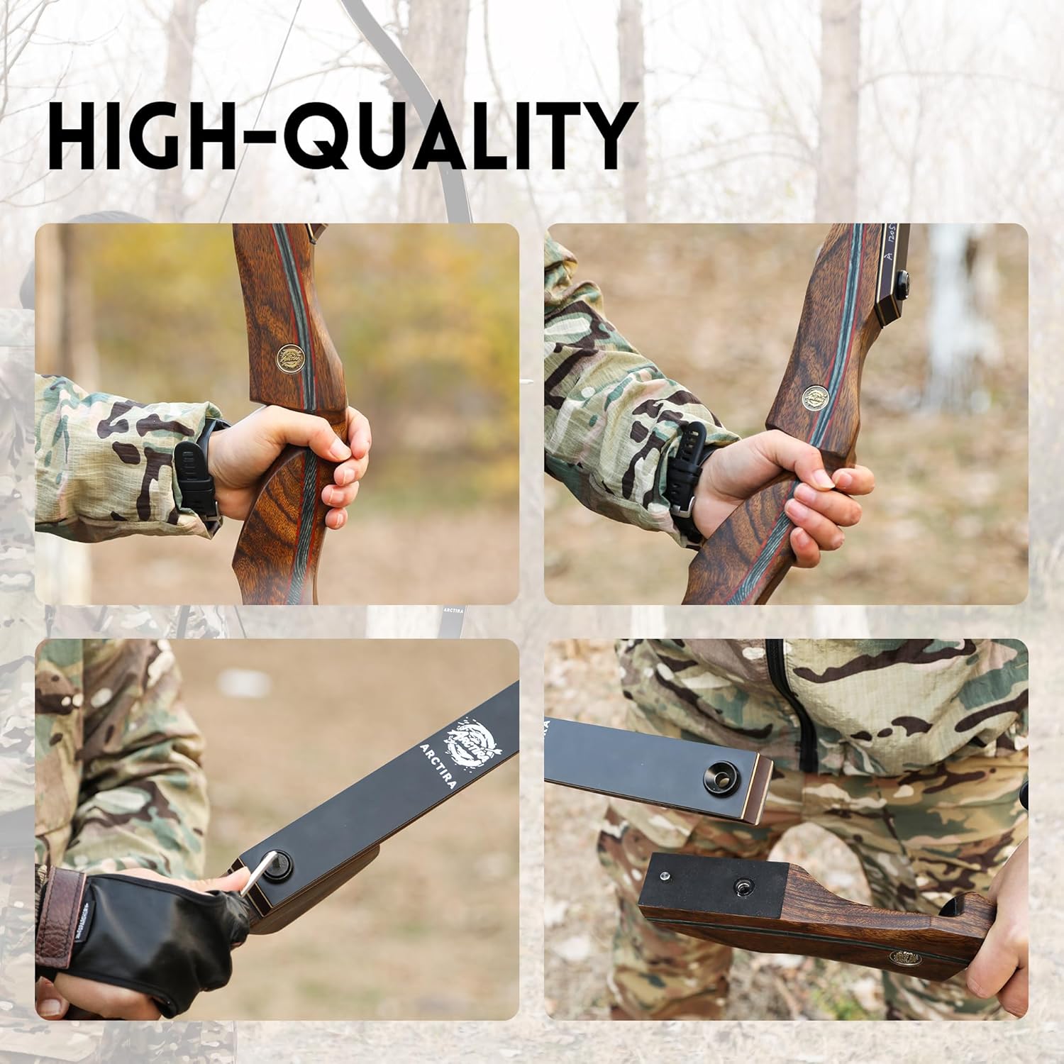 Archery Recurve Bow Takedown Traditional Hunting Bow 30-60Lb with Bamboo Core Limbs and Wooden Riser for Adults Beginner Target Practice 60 Inches