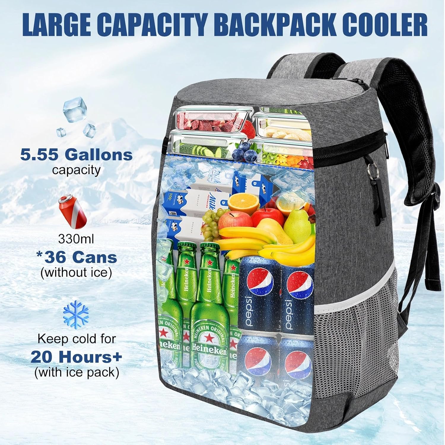 Backpack Cooler Insulated Leakproof, Soft Cooler for Outdoor Camping Hiking