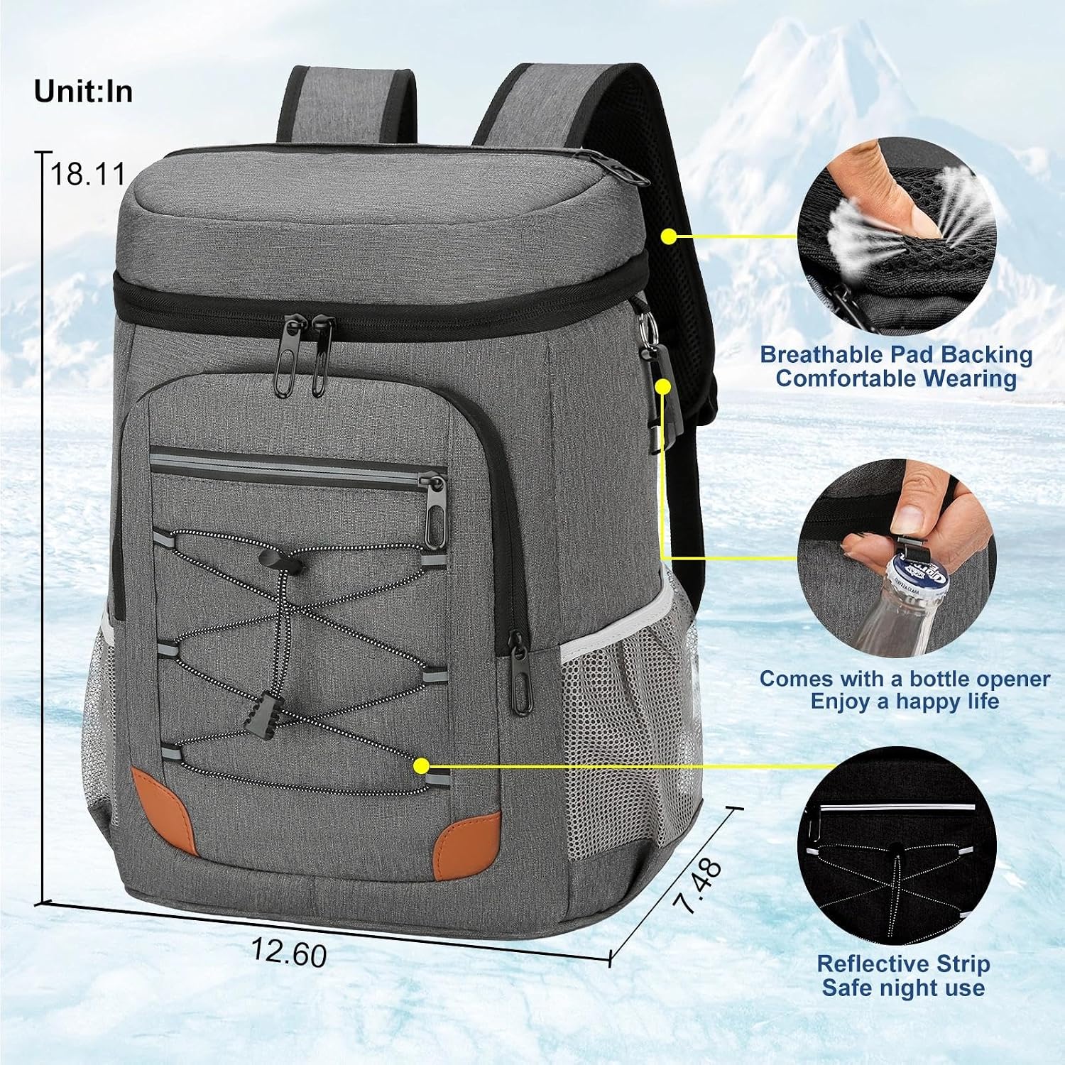 Backpack Cooler Insulated Leakproof, Soft Cooler for Outdoor Camping Hiking